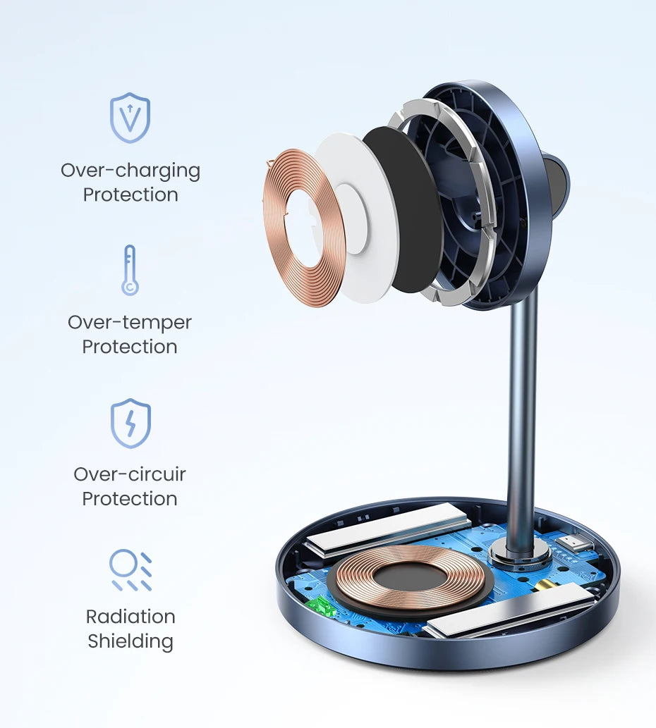2-in-1 Magnetic Wireless Charging Stand for iPhone and Earbuds - 14