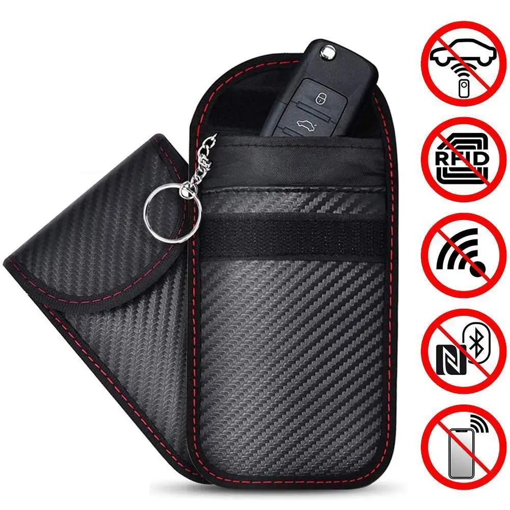 Carbon Fiber Car Key Fob RFID Signal Blocking Pouch Protector