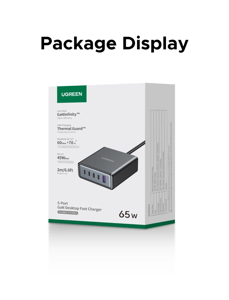 65W GaN 5-Port USB-C Desktop Fast Charger - 30
