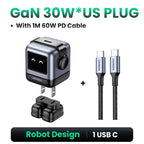 65W GaN USB-C Robot Fast Charger for Laptops and Smartphones