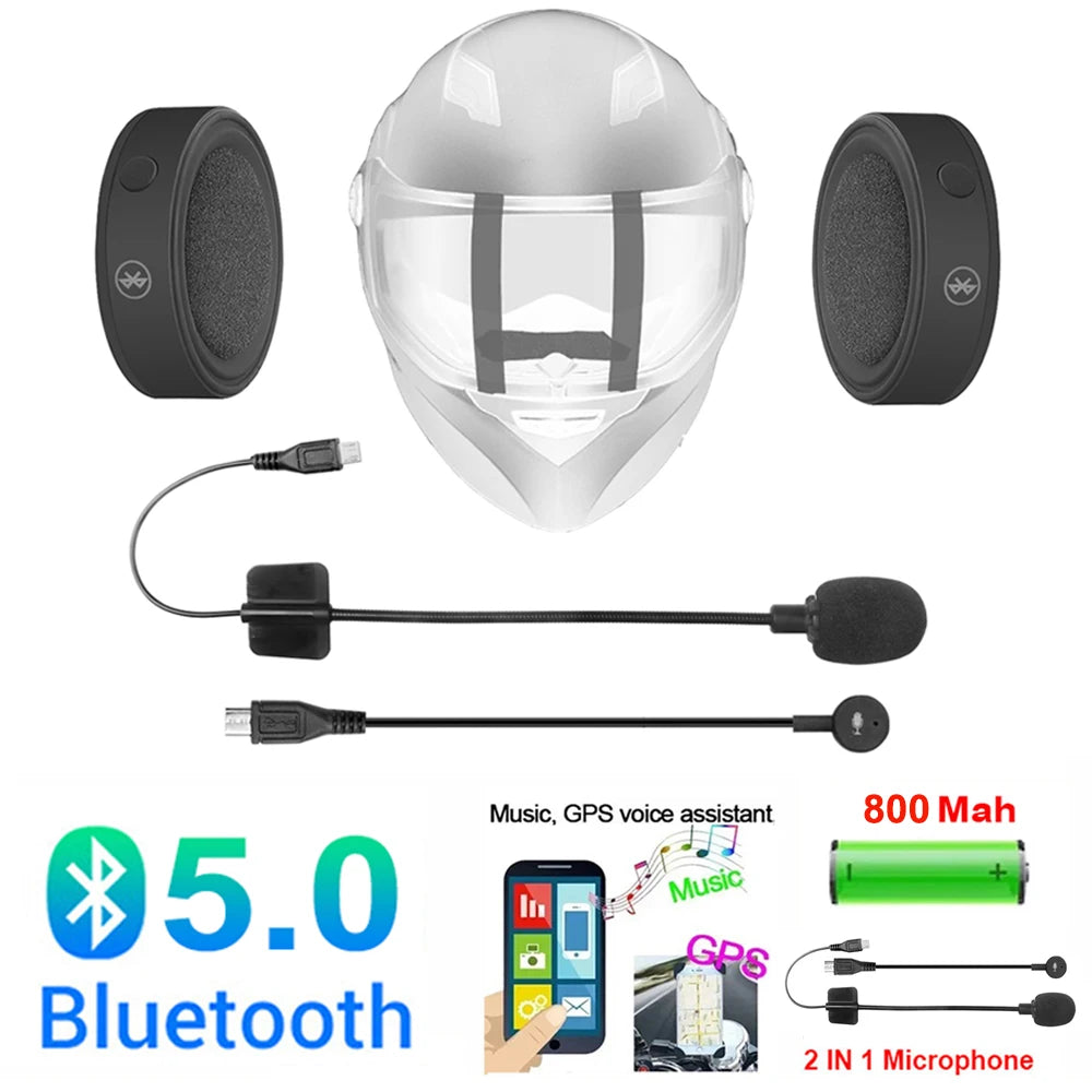 Wireless Bluetooth 5.0 Motorcycle Helmet Headset with Microphone
