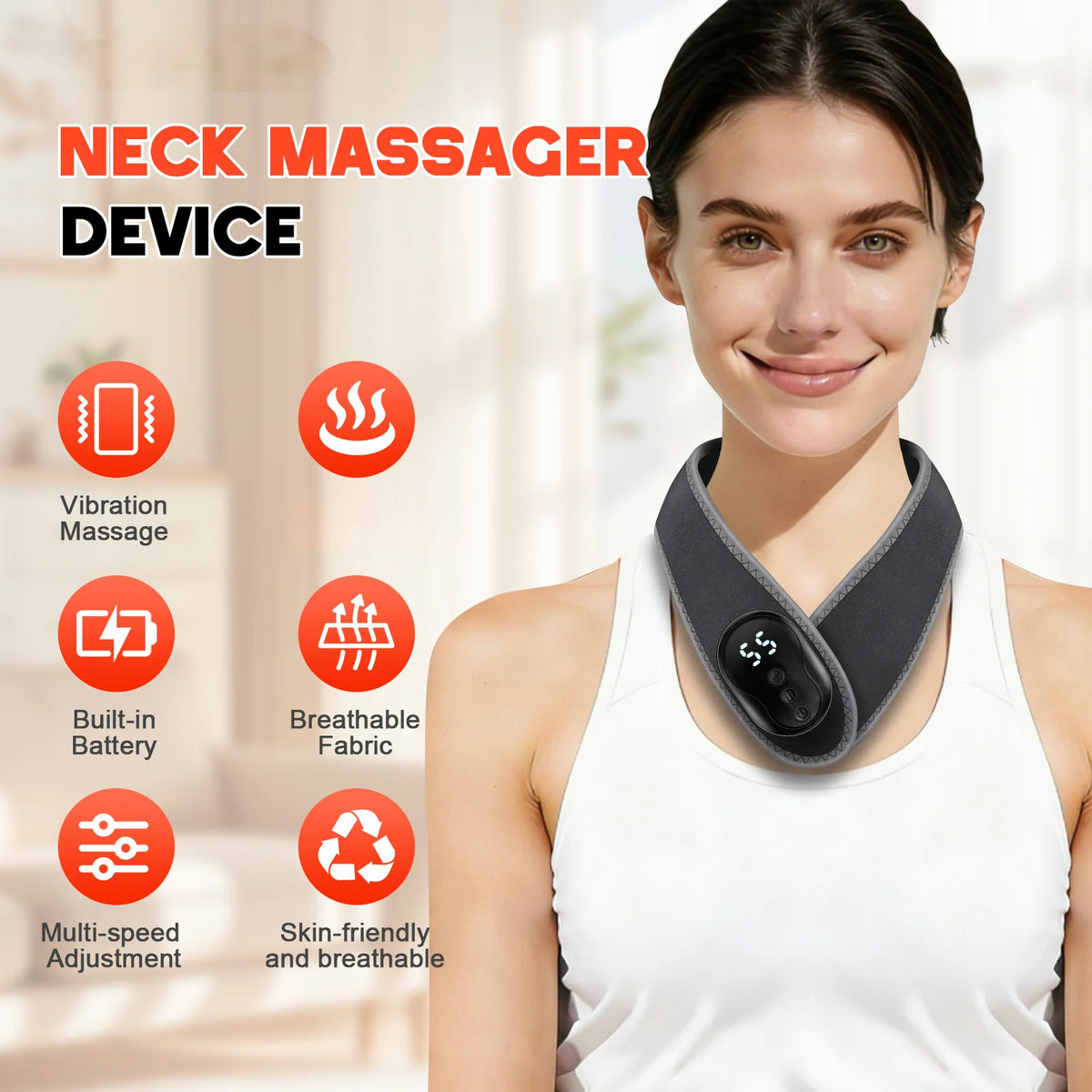 Portable Cordless Vibration Neck Massage Wrap