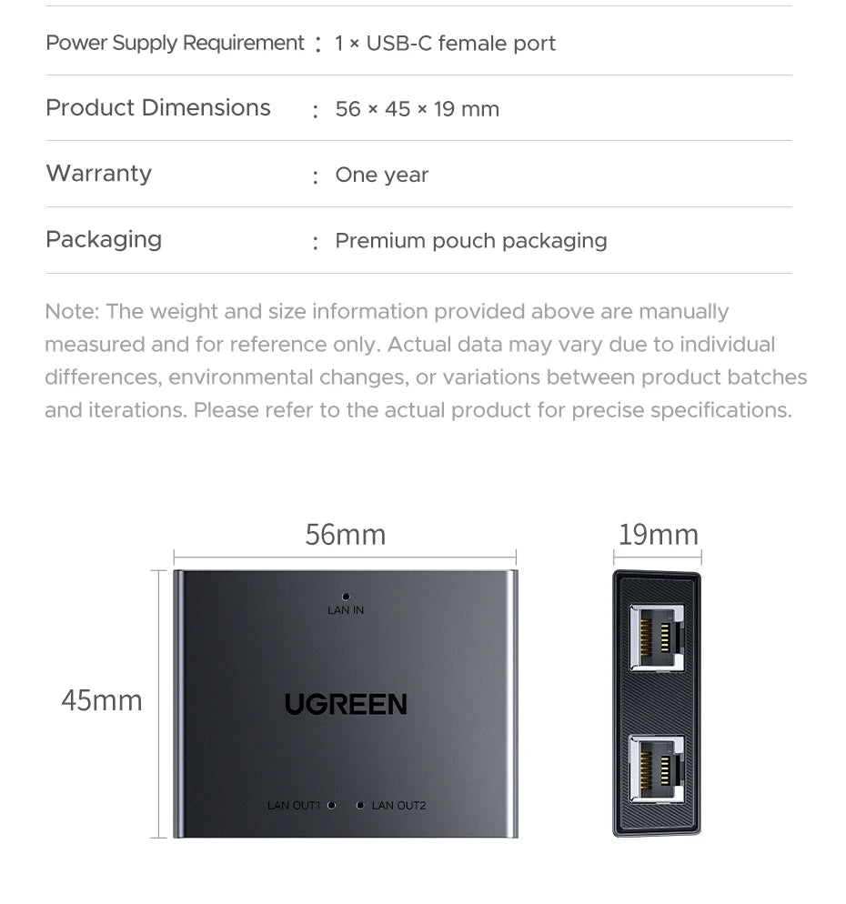 RJ45 1 to 2 Ethernet Network Splitter Adapter
