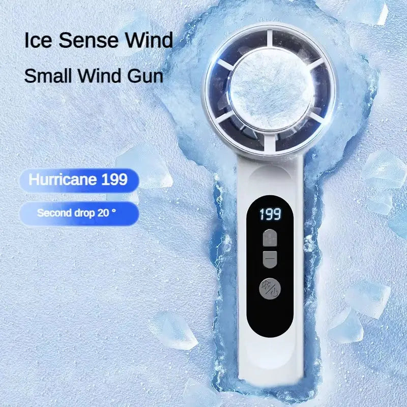 Portable Handheld Turbo Fan with Ice Cooling Tech