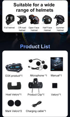 Bluetooth 5.4 Motorcycle Helmet Intercom Headset