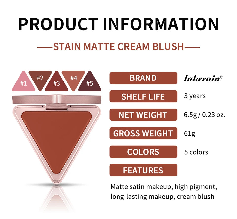 Matte Satin Cream Blush for Long-Lasting Natural Glow