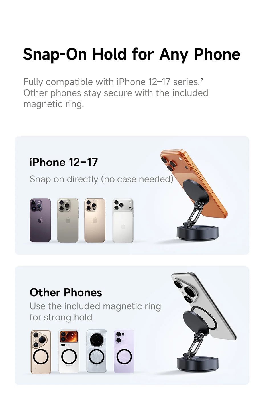 Magnetic Suction Cup Car Phone Mount with 720° Adjustable Rotation - 25