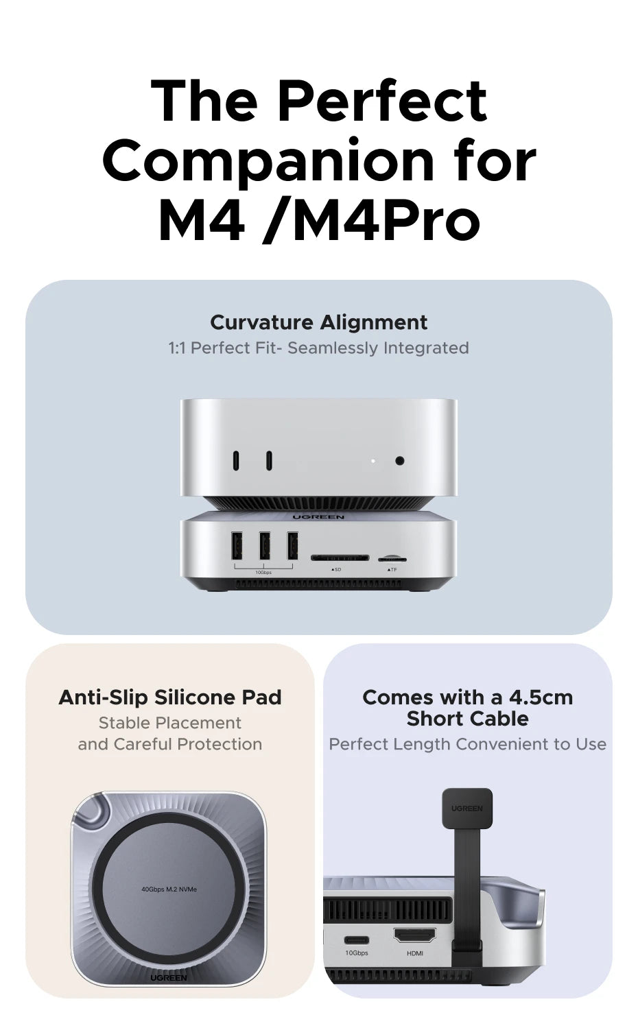 40Gbps Docking Station with M.2 NVMe SSD Case for Mac Mini
