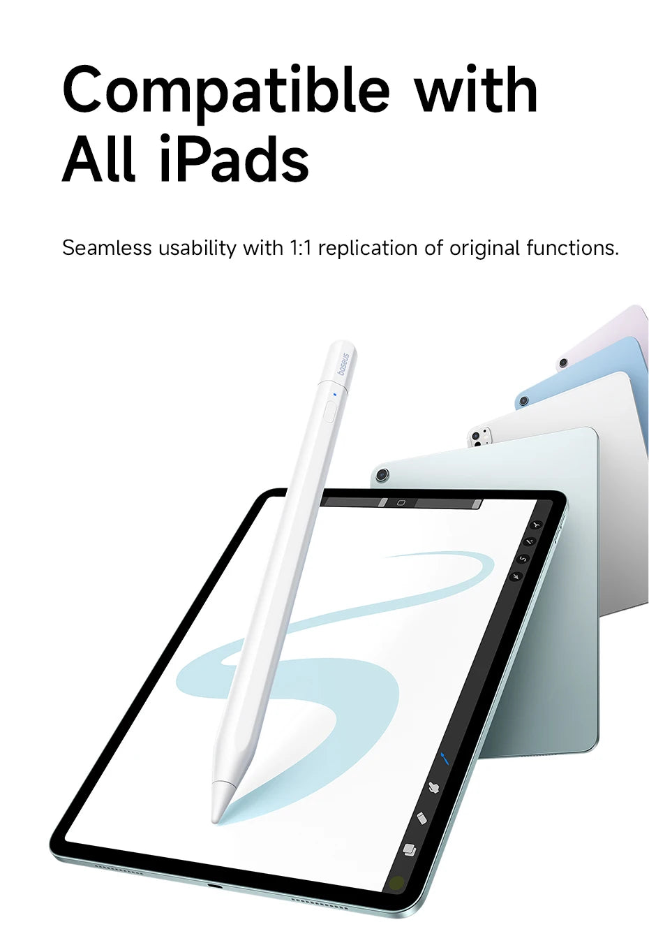 Bluetooth Stylus Pen for iPad with Tilt Sensitivity and Palm Rejection