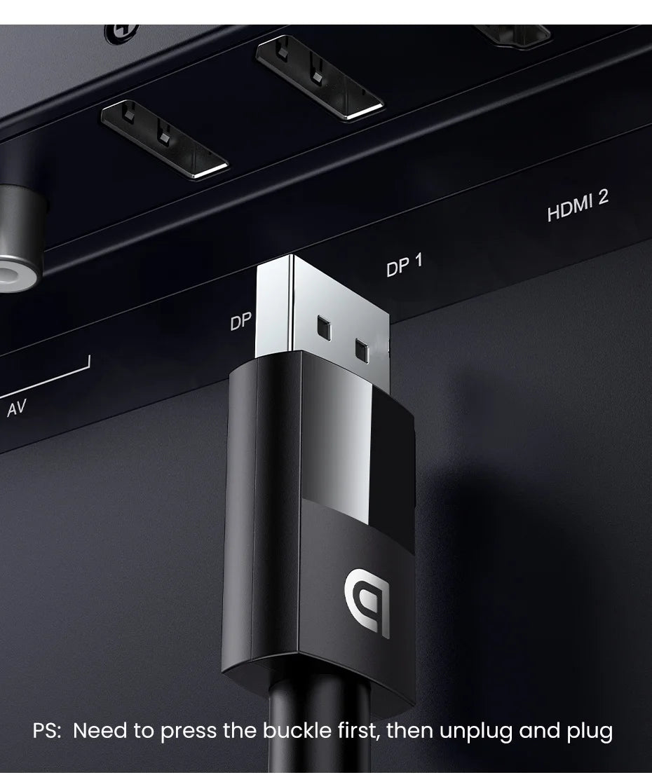 8K DisplayPort 1.4 Cable 32.4Gbps for Gaming Monitors and PCs - 18