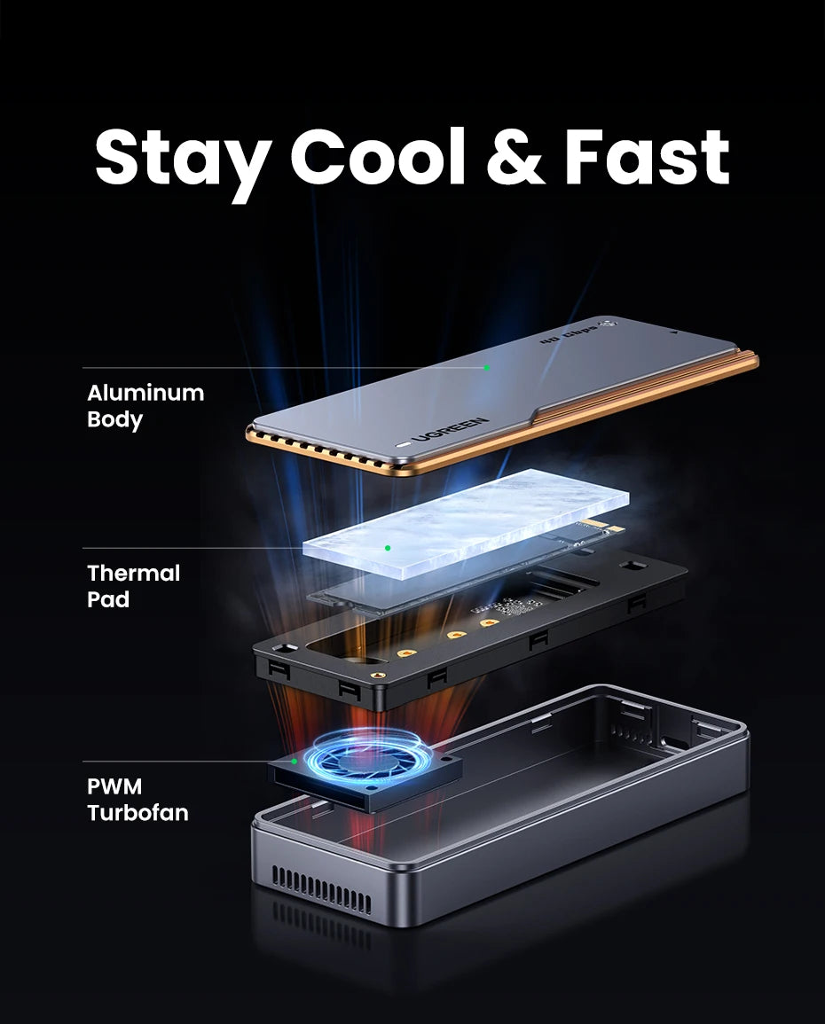 40Gbps USB4 NVMe M.2 SSD Enclosure with Aluminum Cooling Case
