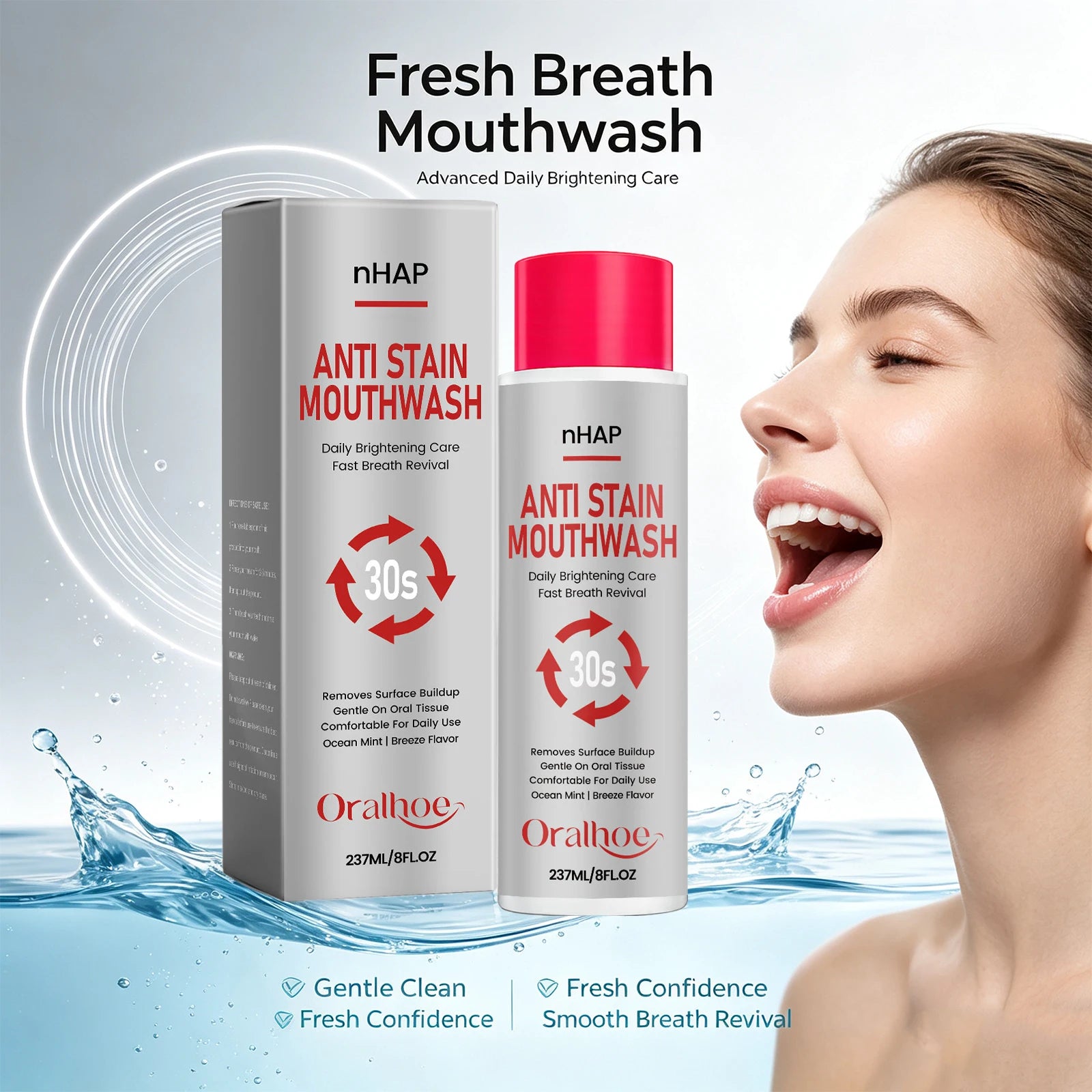 Alcohol-Free Anti-Stain Whitening Mouthwash for Daily Oral Care - 6