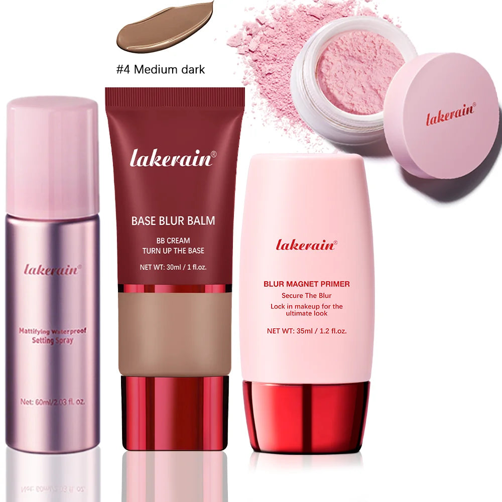 4-Piece Long-Lasting Matte Makeup Face Base and Setting Set - 33