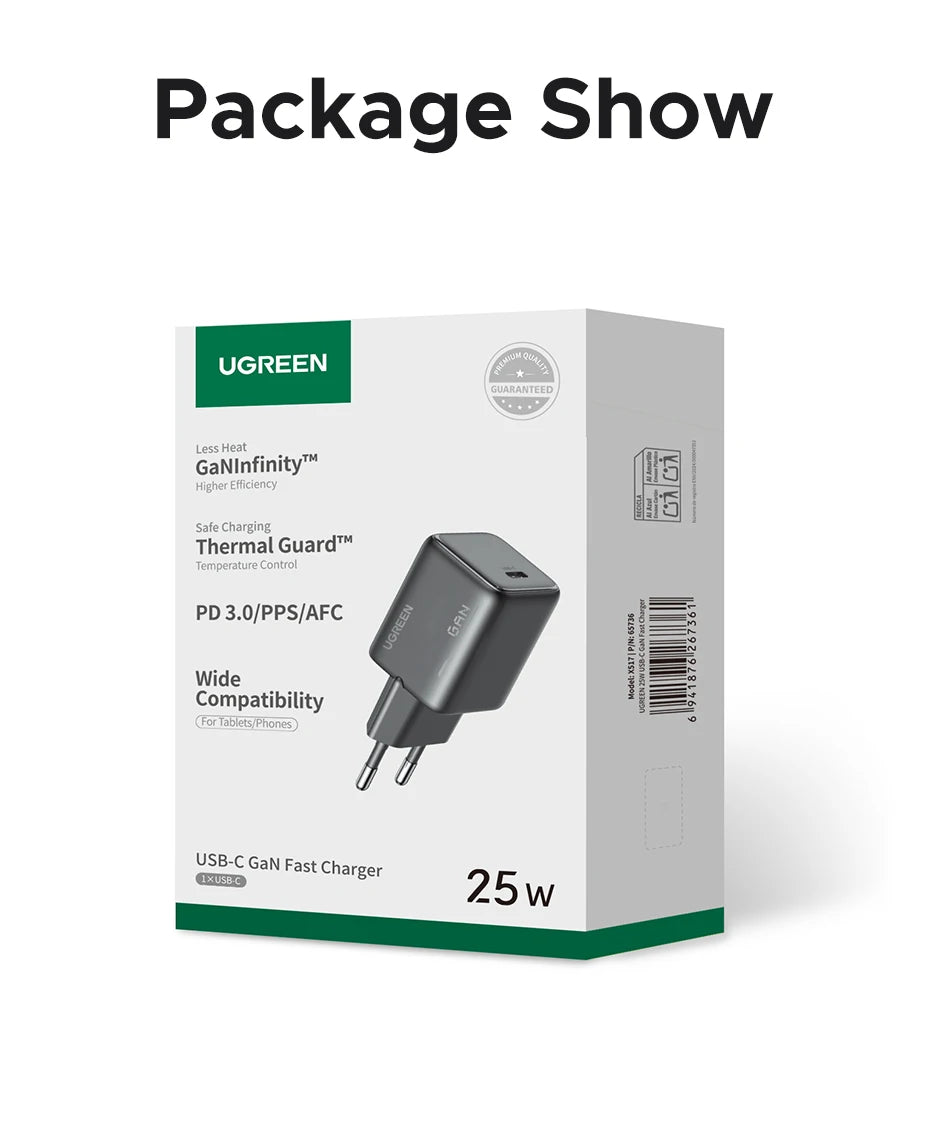 25W GaN USB-C Fast Wall Charger for Smartphones and Tablets - 17