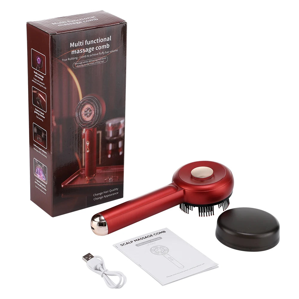 Electric Scalp Massage Comb with Red Light and Liquid Applicator