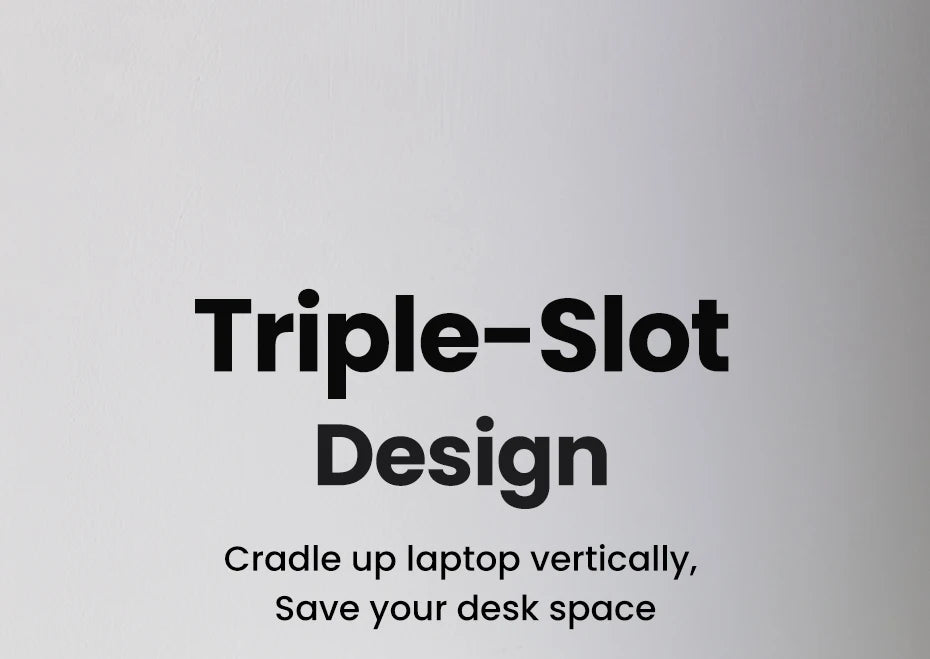 Triple-Slot Vertical Aluminum Laptop and Tablet Stand