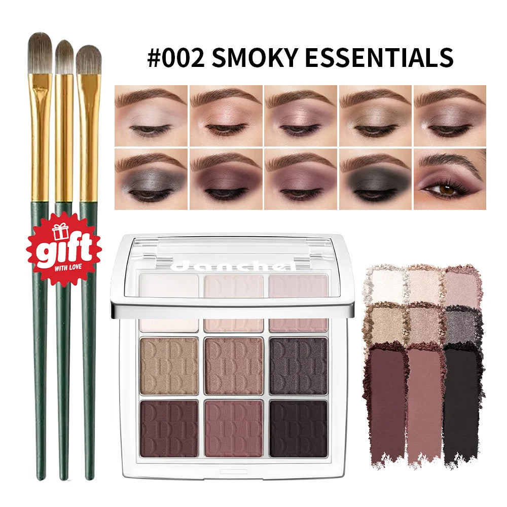 9-Color Eyeshadow Palette with Makeup Brush - 24