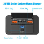 3 or 4 Port USB PD and QC3.0 Fast Charging Socket with LED Display