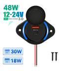 Dual Port USB PD and QC3.0 Power Socket for 12V 24V Vehicles