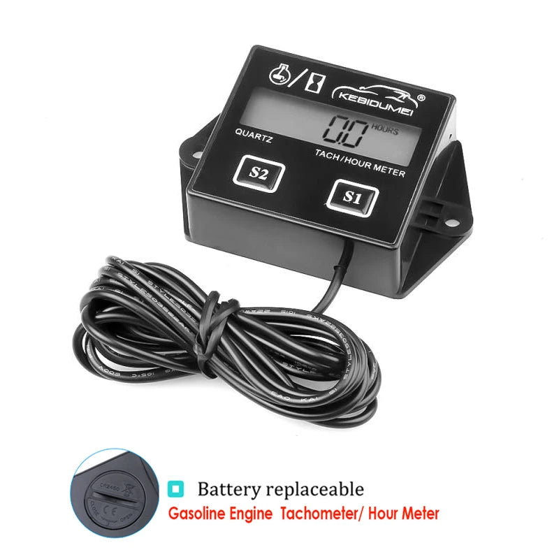 Digital Engine Tachometer and Hour Meter Gauge for Spark Ignition Engines