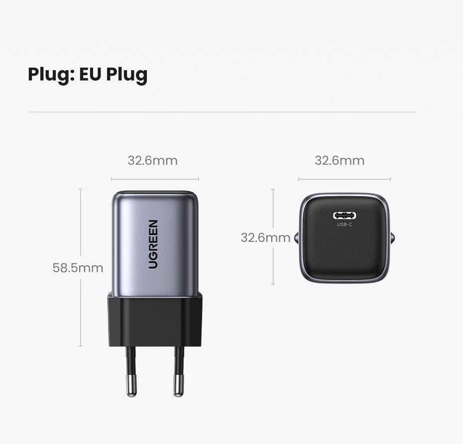 30W GaN USB-C Fast Wall Charger for Smartphones and Tablets