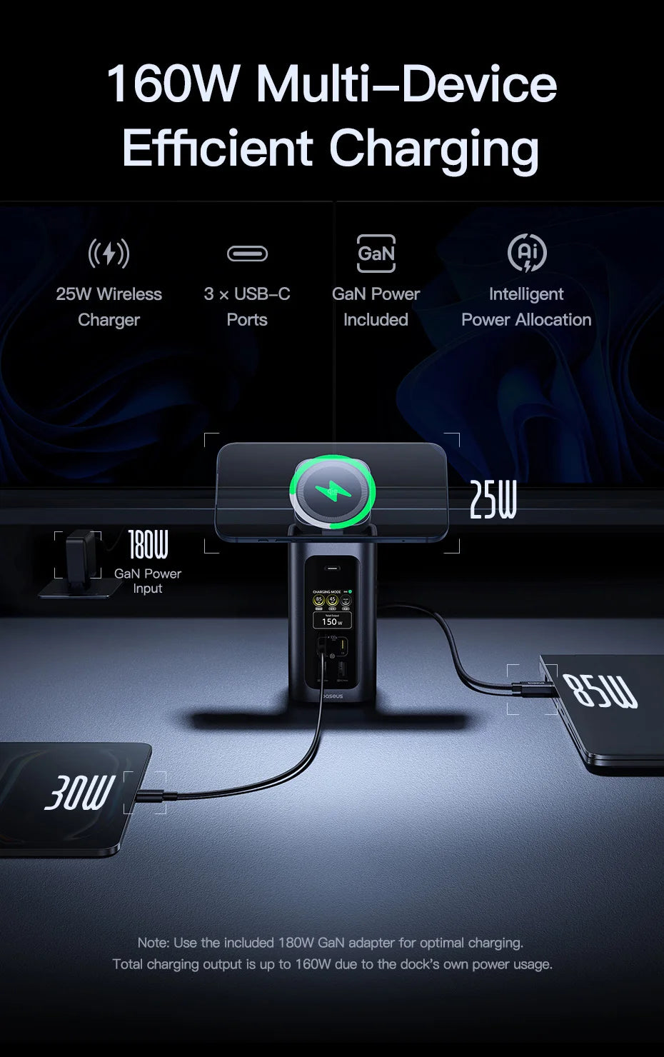15-in-1 USB-C Docking Station with 25W Wireless Charger