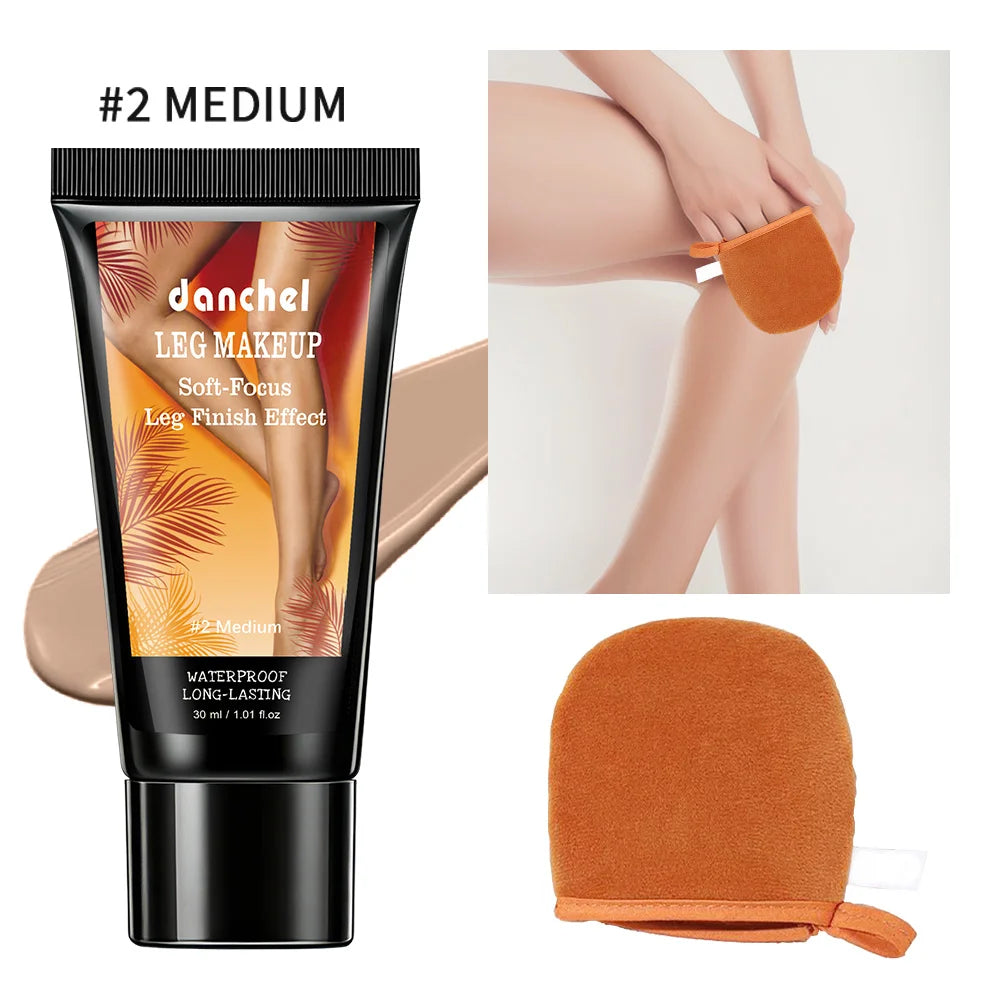 Waterproof Leg and Body Foundation with Application Glove
