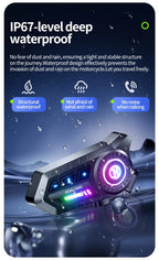 Bluetooth 5.4 Motorcycle Helmet Headset with RGB Lights and IP67 Rating