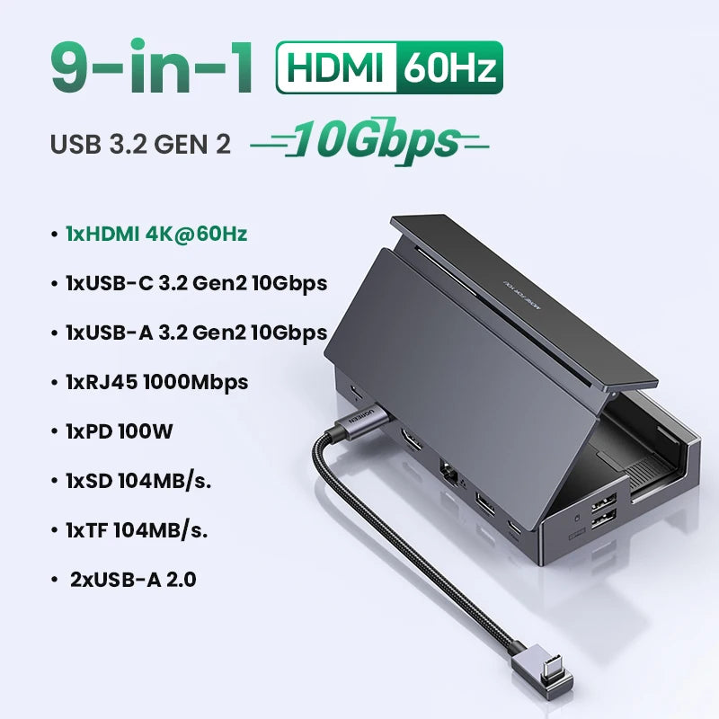 9-in-1 USB-C Gaming Docking Station with 4K HDMI and Stand - 39