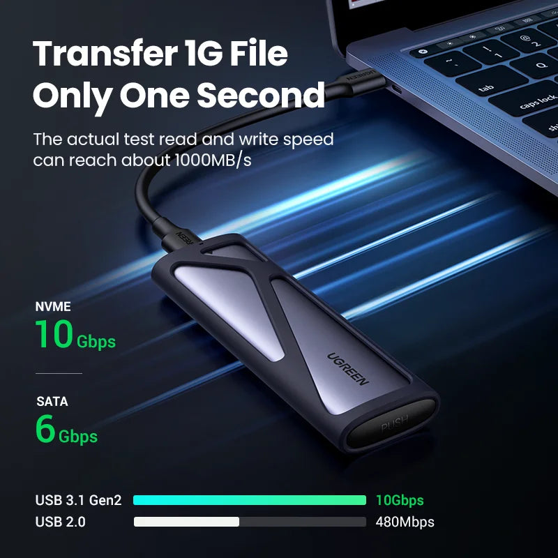 Dual Protocol M.2 NVMe SATA SSD Enclosure USB-C 10Gbps Adapter