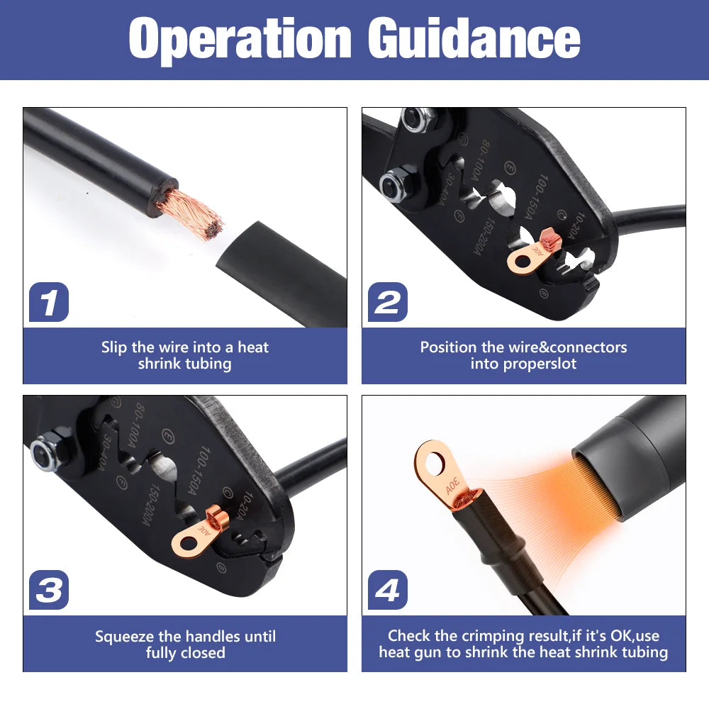 Manual Cold Crimping Pliers for 5A-200A Copper Lugs