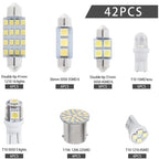 42 Piece 12V LED Interior Car Light Bulb Kit T10 and 1156 Assortment