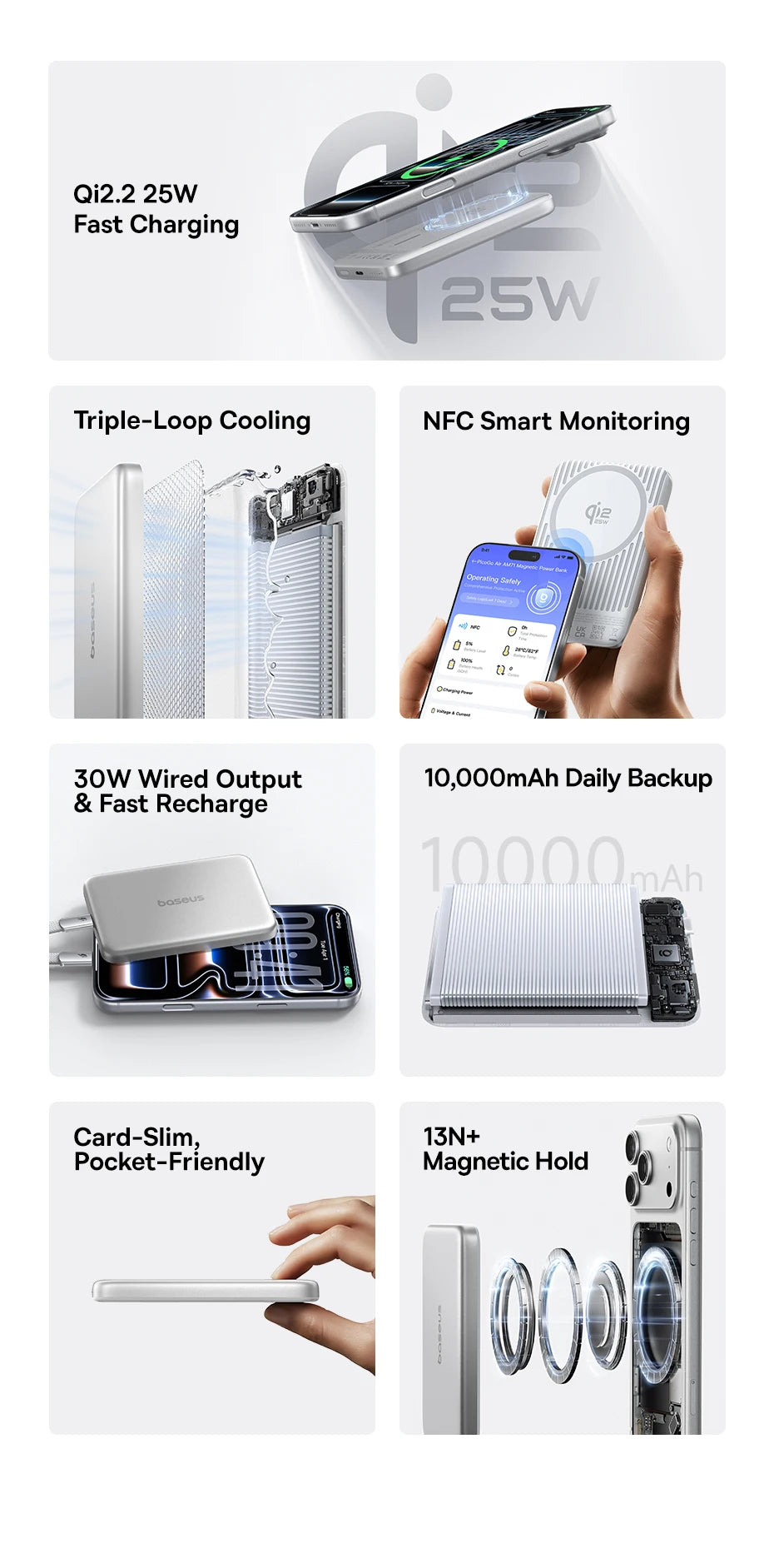 10000mAh Magnetic Wireless Power Bank with 30W Fast Charging - 8