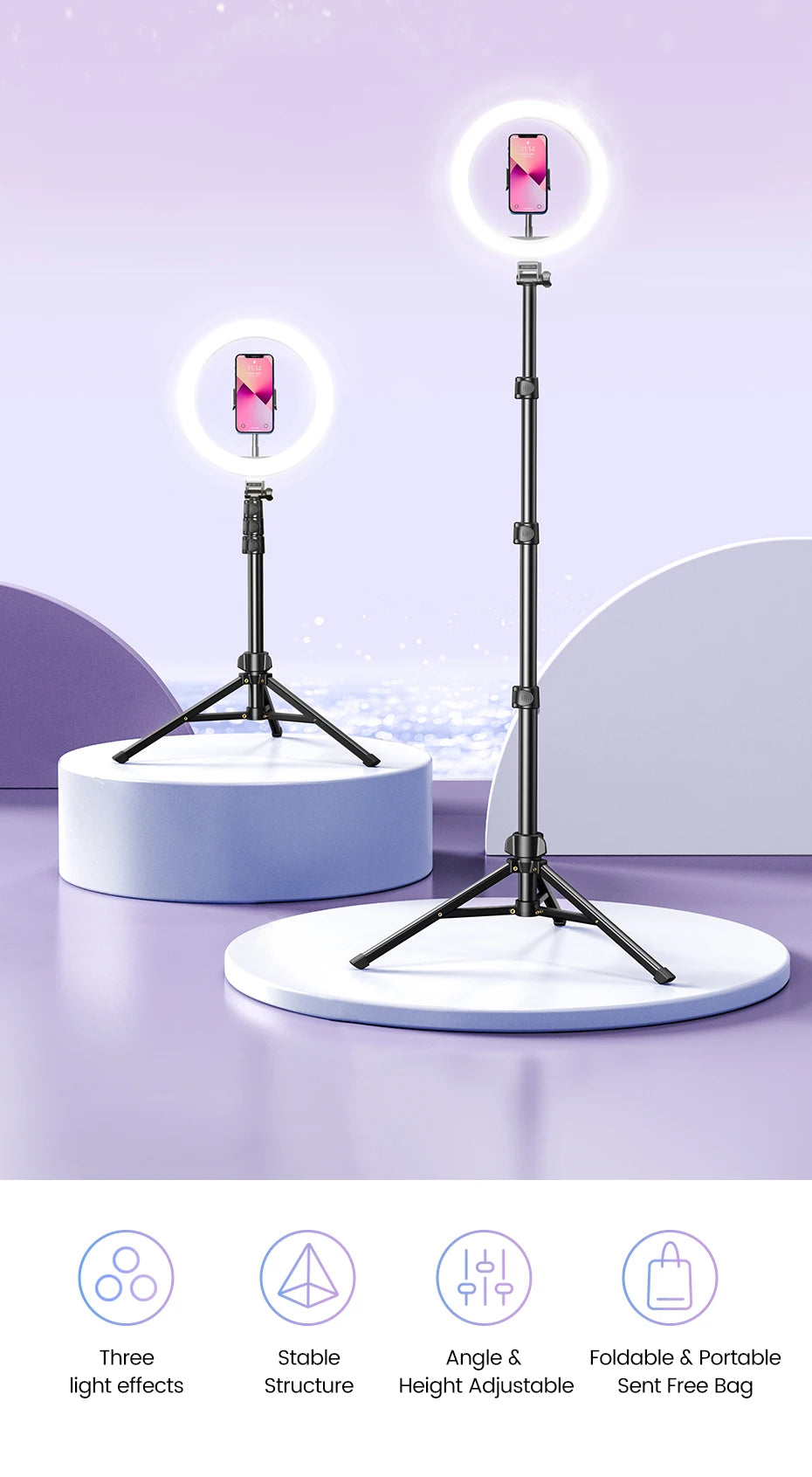 1.7m Extendable Aluminum Phone Tripod with Bluetooth Remote - 7