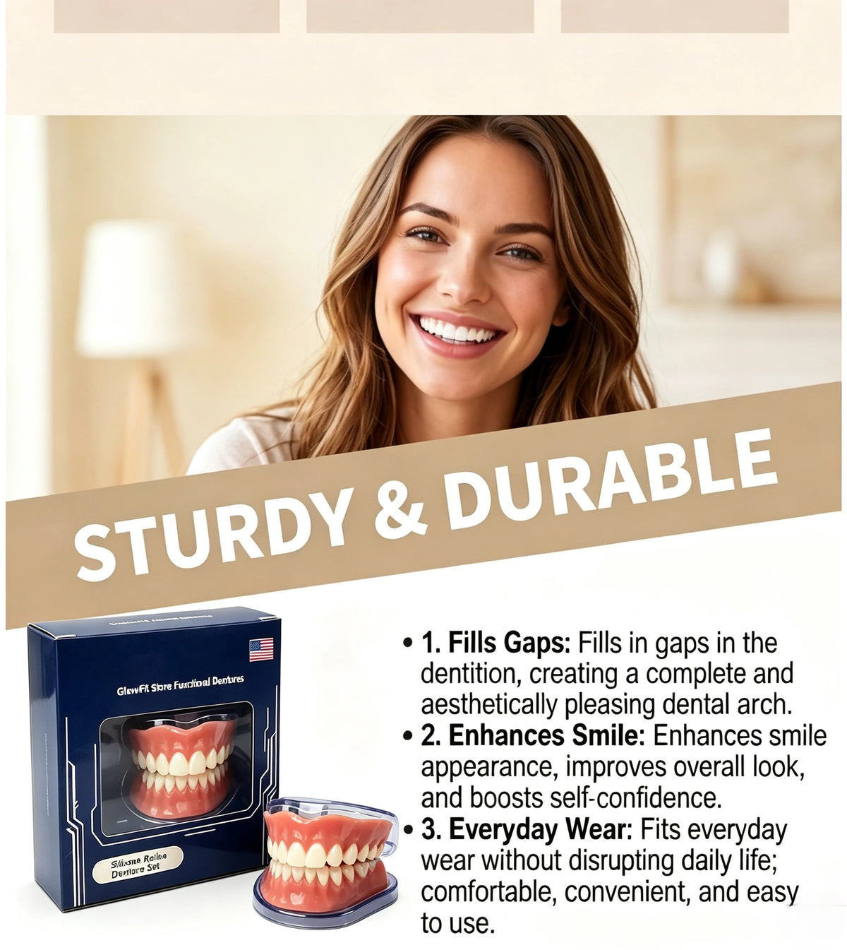 Instant Smile Cosmetic Dentures for Full Mouth