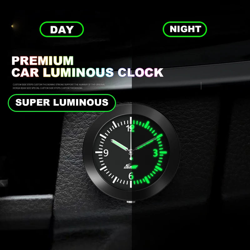 Luminous Quartz Analog Clock for Car Dashboard Boat and Bike