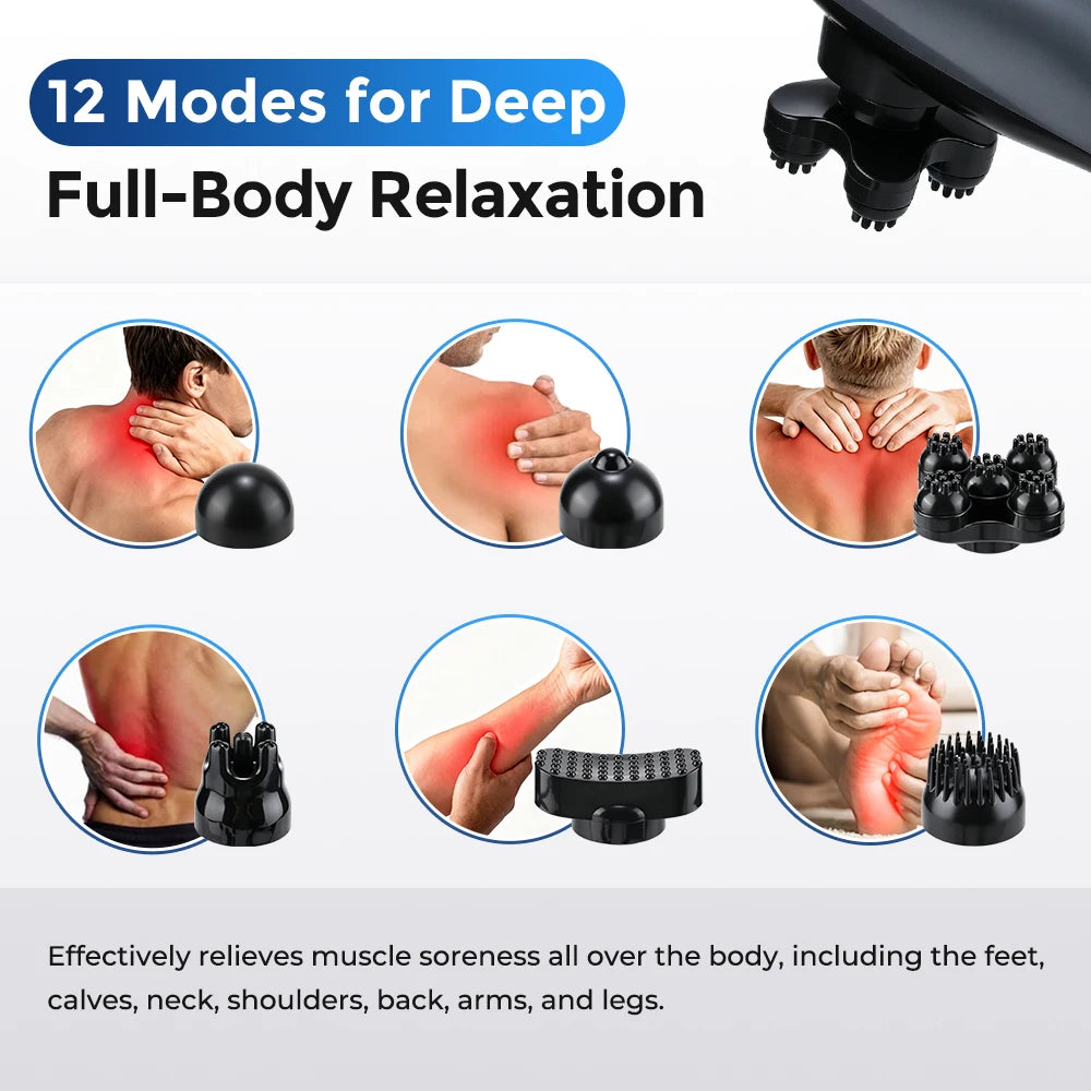 Handheld Percussion Deep Tissue Body Massager with 6 Heads