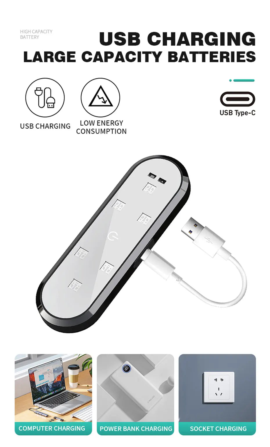 Magnetic LED Car Door Warning Light with USB Rechargeable Battery