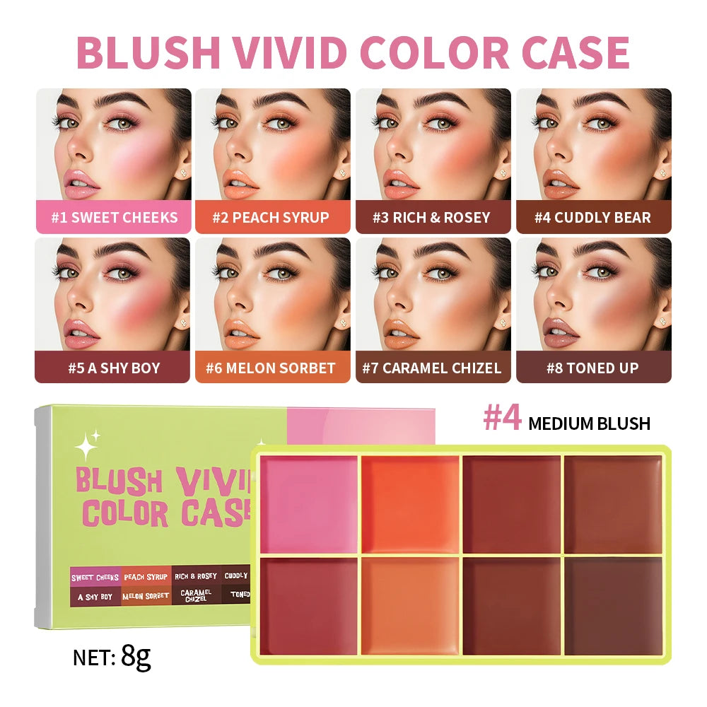 8-Color Cream Blush and Highlighter Makeup Palette