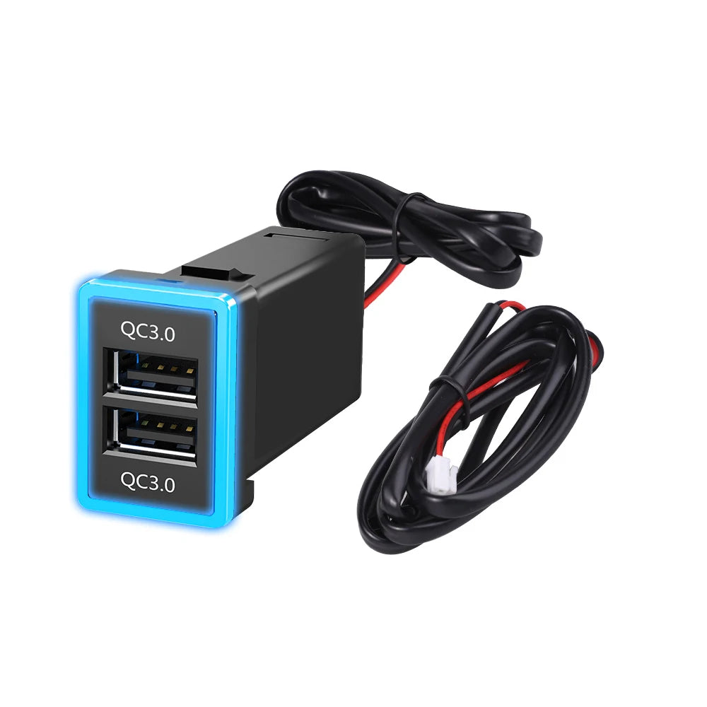 Dual USB PD QC3.0 Fast Car Charger for Toyota 33x23mm