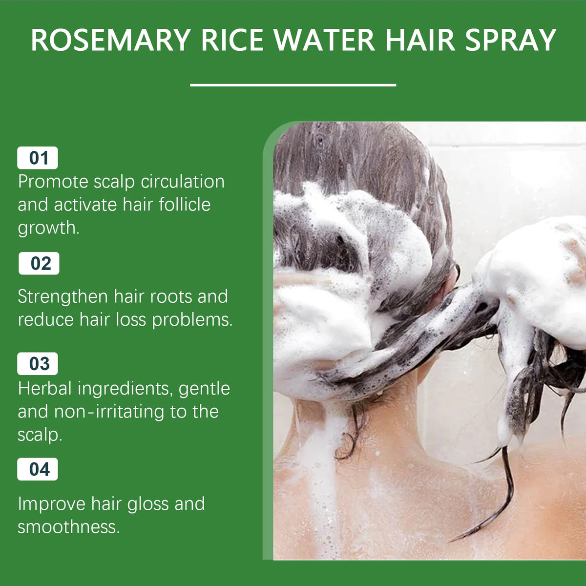 Rosemary Rice Water Hair Growth Spray for Damaged Frizzy Hair