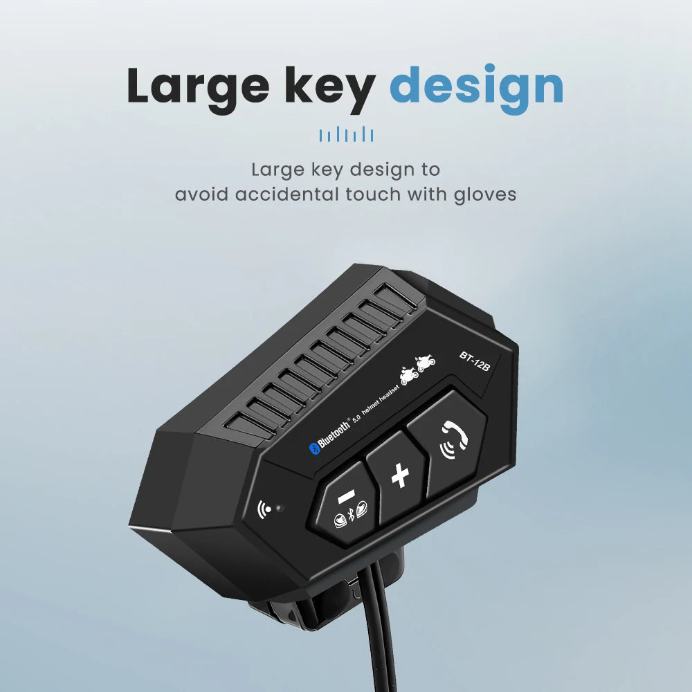 BT-12B Bluetooth 5.0 Motorcycle Helmet Intercom Headset 300M Range