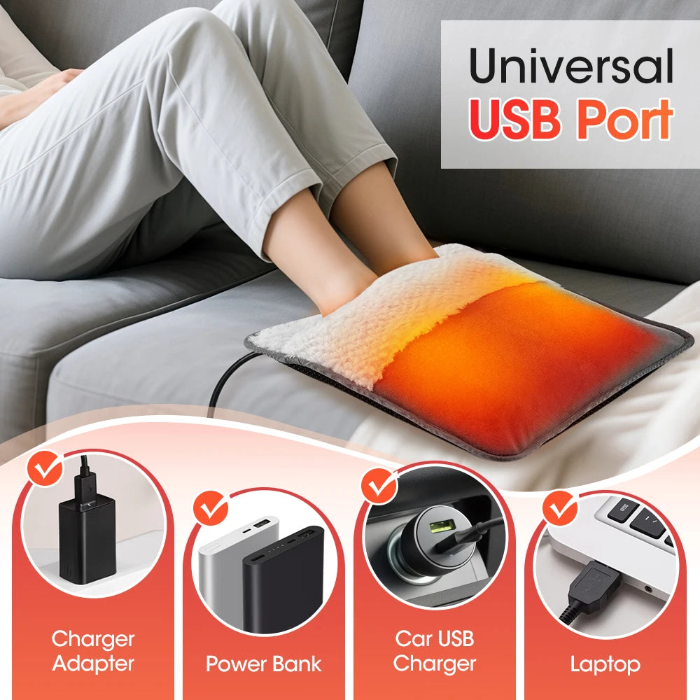 USB Electric Heated Foot Warmer Mat - 3