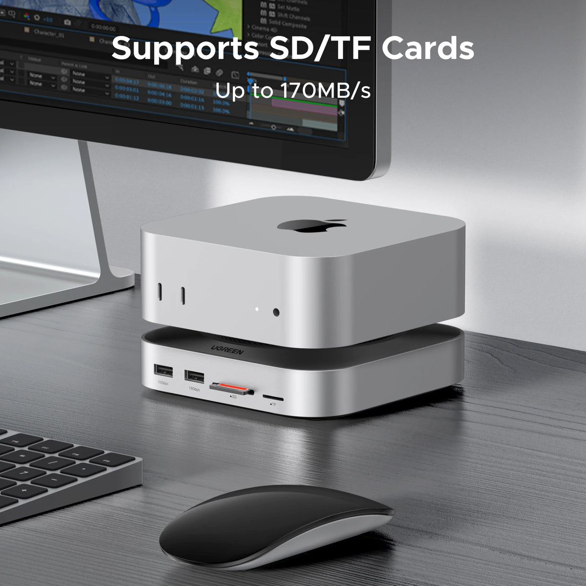 11-in-1 Docking Station with NVMe SSD Slot for Mac Mini M4