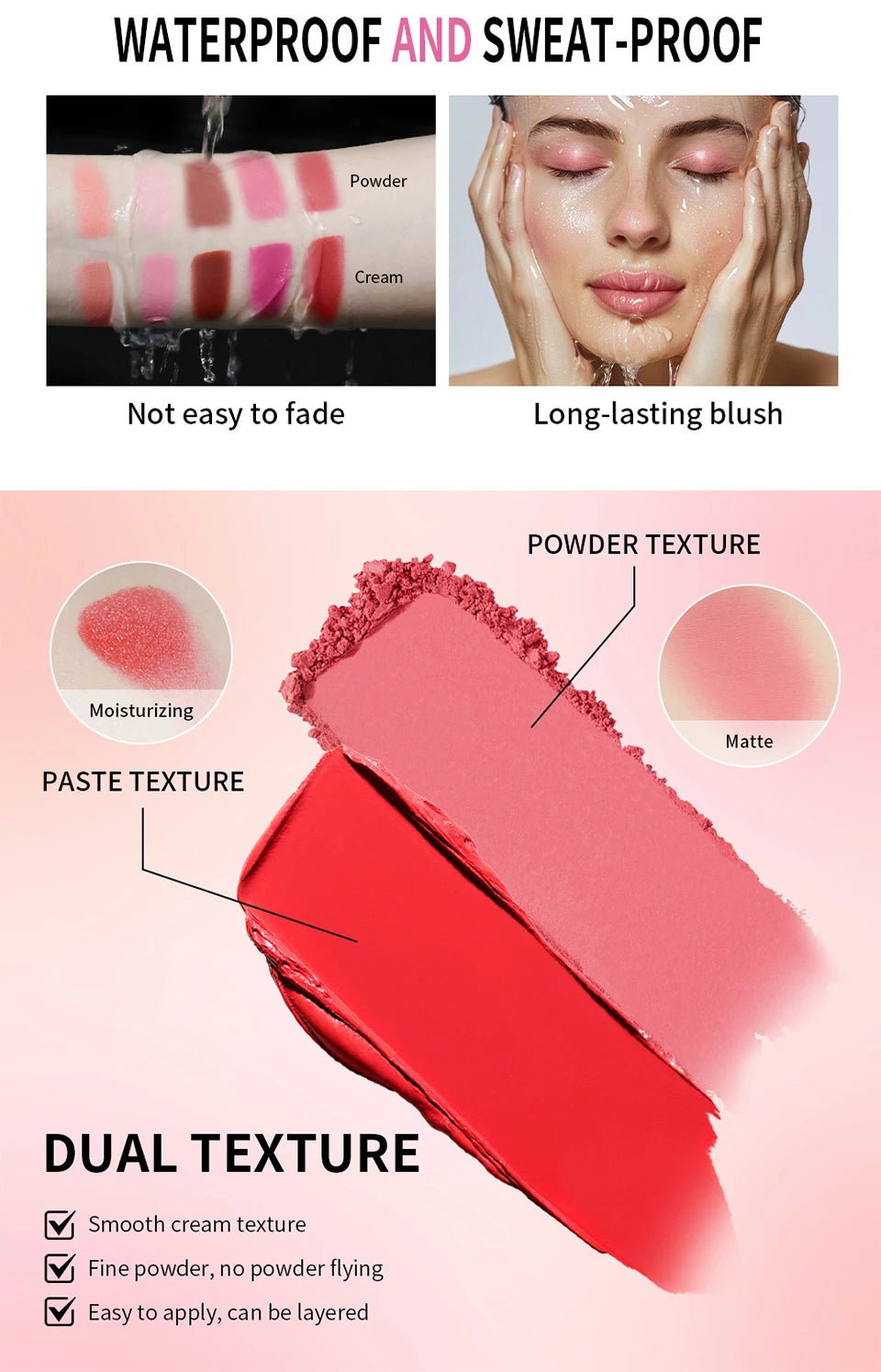 2-in-1 Cream and Powder Blush Palette - 14