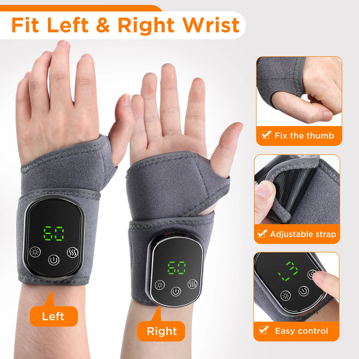 Heated Wrist Brace with Adjustable Vibration Massage