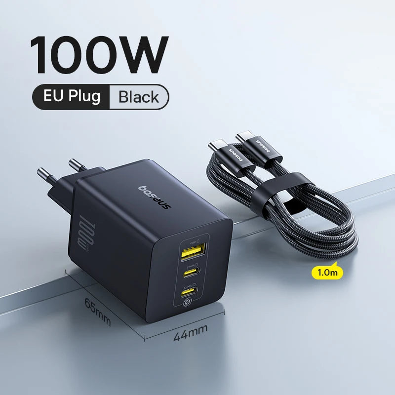 100W GaN Fast Charger with 3-Port USB-C and USB-A