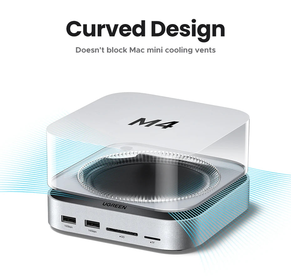 10-in-1 Docking Station for Mac Mini M4 with M.2 NVMe SSD Slot