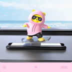 Skateboard Bear Car Dashboard Ornament with Slide Rail