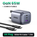 100W 4-Port GaN Fast Wall Charger with UK Plug